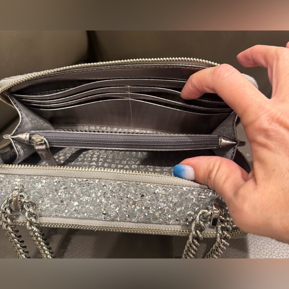 Kate Spade Silver Glitter Crystal-Embellished Shoulder or Crossbody Bag - Picture 4 of 8